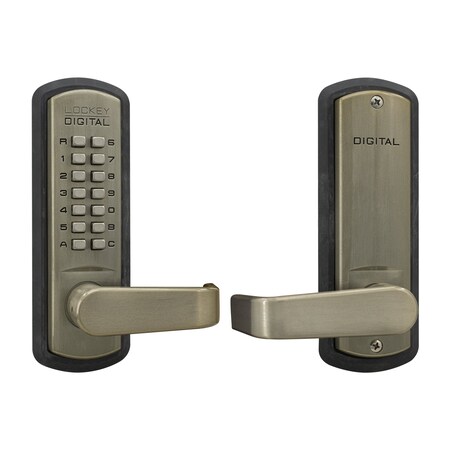 Lockey Mechanical Keyless Lever Lock W/ Passage Function Single Combination Satin Nickel 3835-SN